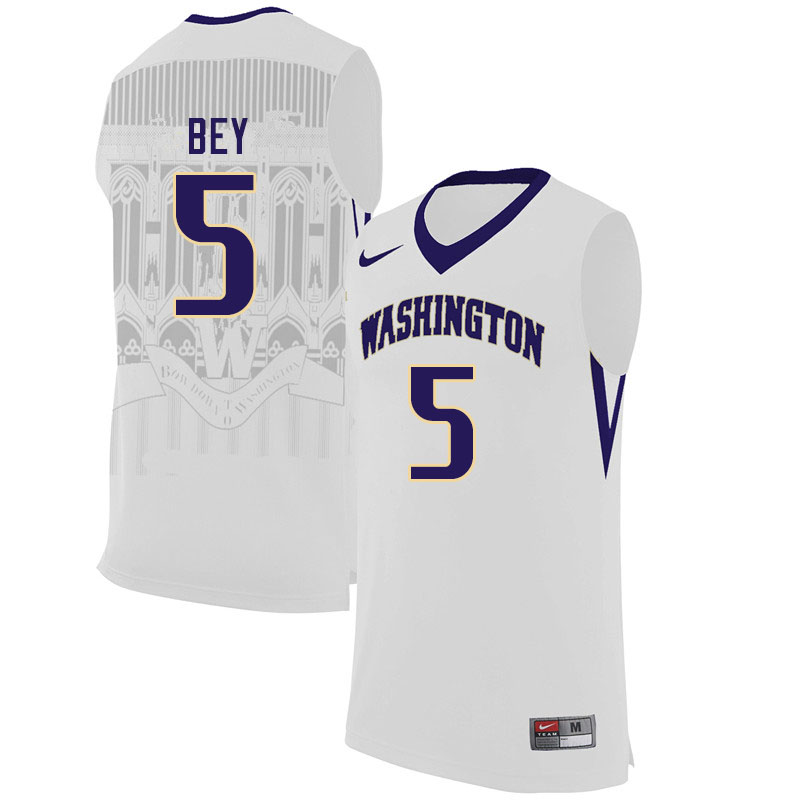 Men #5 Jamal Bey Washington Huskies College Basketball Jerseys Sale-White